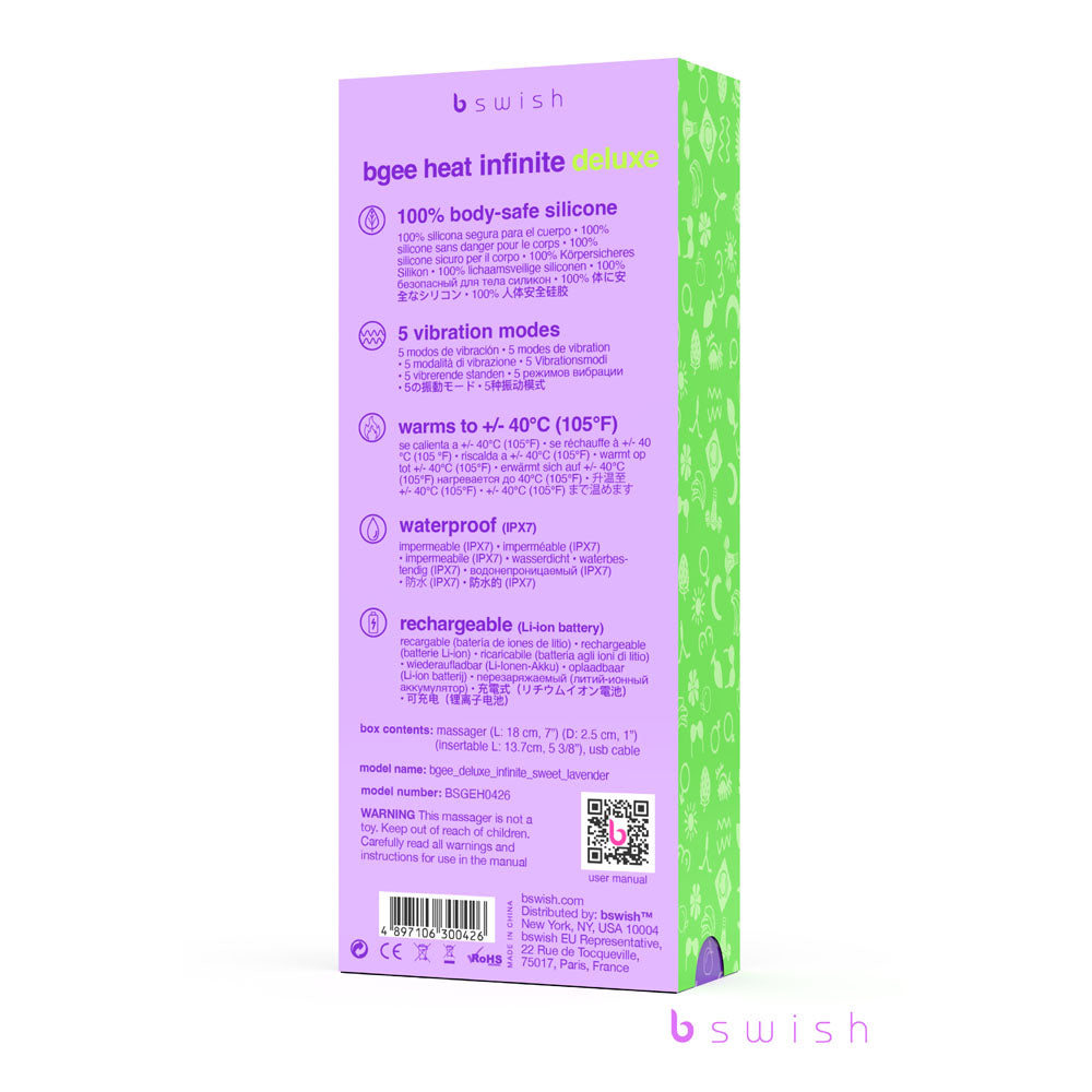 Bgee Heat Infinite Deluxe Sweet Lavender Sweet Lavender 18 Cm Usb Rechargeable Vibrator