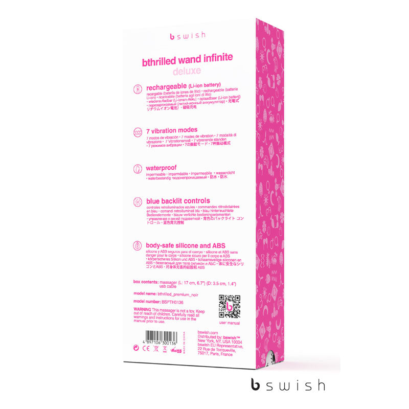 Bthrilled Premium Noir               Black 21 Cm Usb Rechargeable Massage Wand