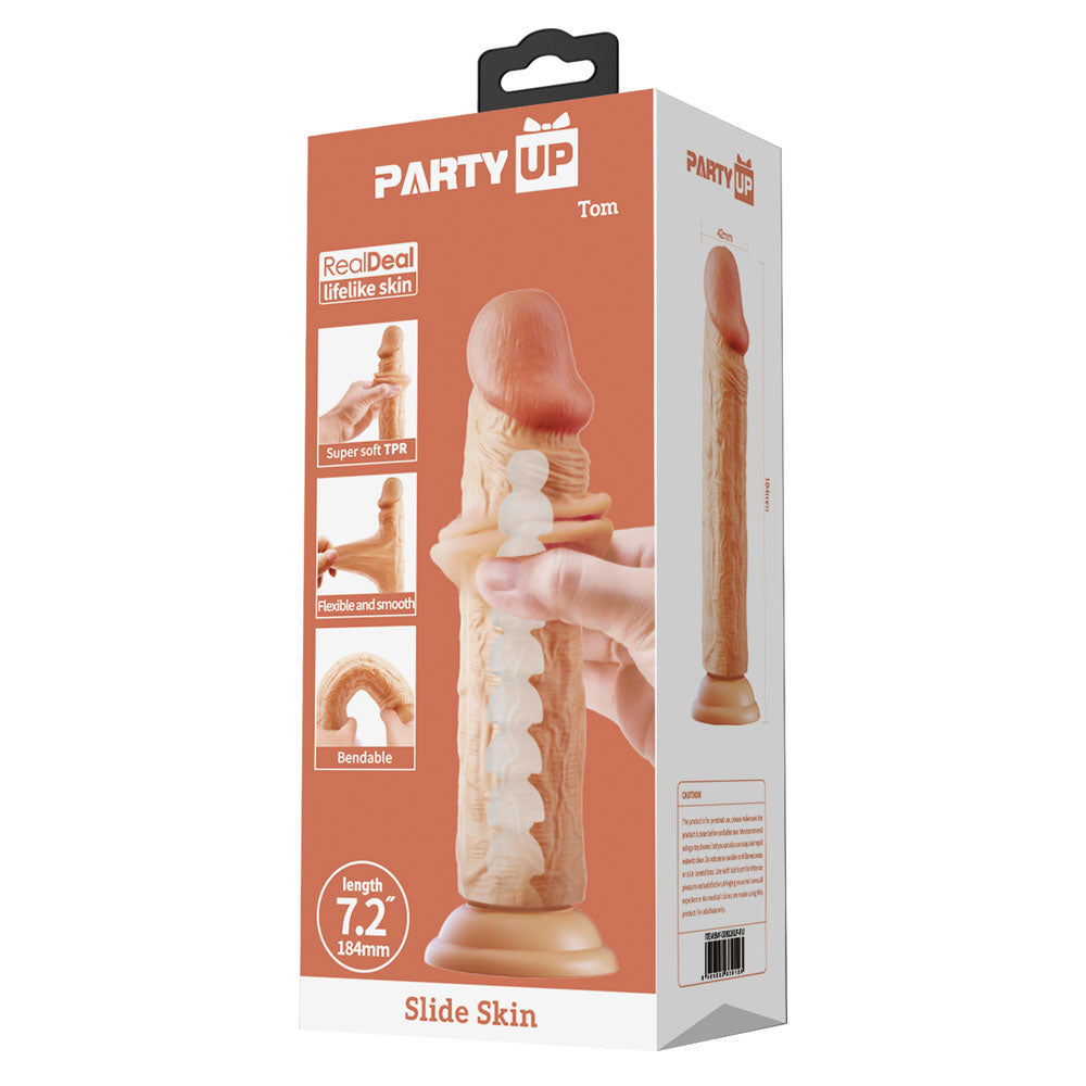 Party Up Tom Slide Skin Dong Flesh 18.4 Cm Flexible Dildo