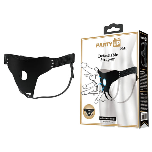 Party Up Nick Strap On Harness Black Adjustable Strap On Harness (No Probe Included)