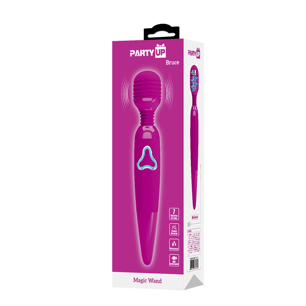 Party Up Bruce Wand Pink Pink 25 Cm Usb Rechargeable Massage Wand