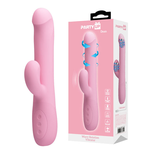 Party Up Dean Wavy Rotation Vibe Pink Pink 23.8 Cm Usb Rechargeable Rotating Rabbit Vibrator