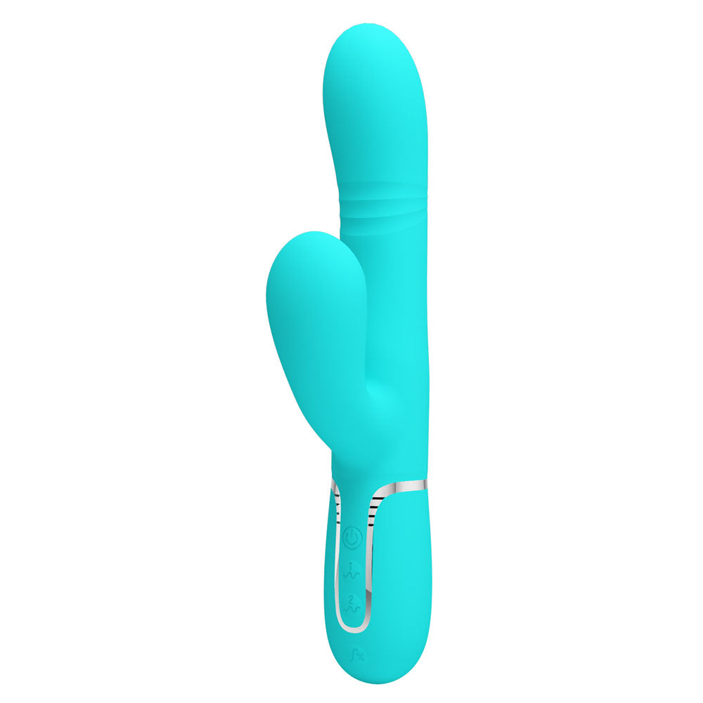 Party Up Paul Rolling Beads Vibrator Teal Teal 22.6 Cm Usb Rechargeable Thrusting Rabbit Vibrator