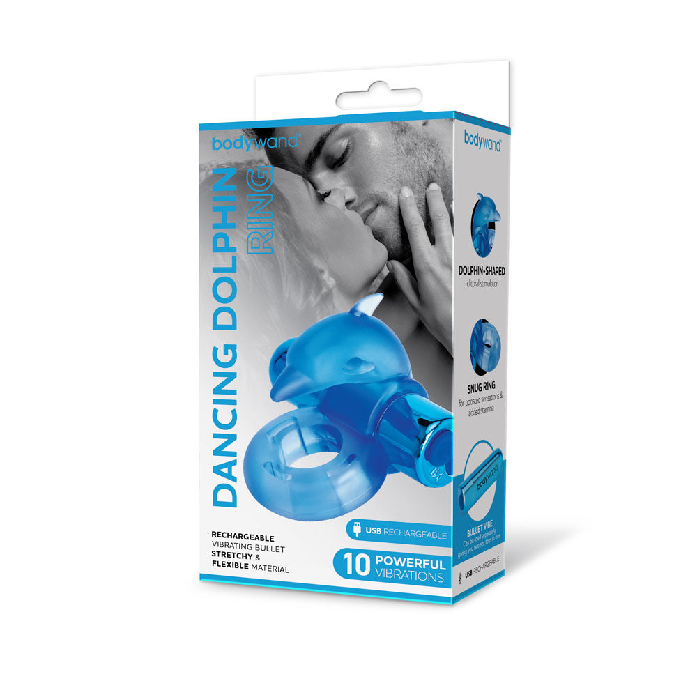 Bodywand Rechargeable Dancing Dolphin Ring Blue Usb Rechargeable Vibrating Cock Ring