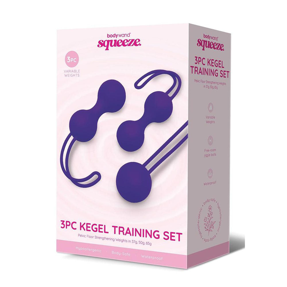 Bodywand Squeeze 3pc Kegel Training Set Purple Weighted Kegel Ball Set 3 Piece Kit
