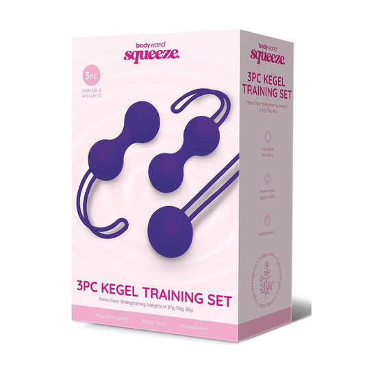 Bodywand Squeeze 3pc Kegel Training Set Purple Weighted Kegel Ball Set 3 Piece Kit