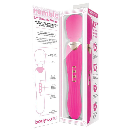 Bodywand Rumble Wand 12 Inch Hot Pink Hot Pink 30 Cm Usb Rechargeable Massage Wand