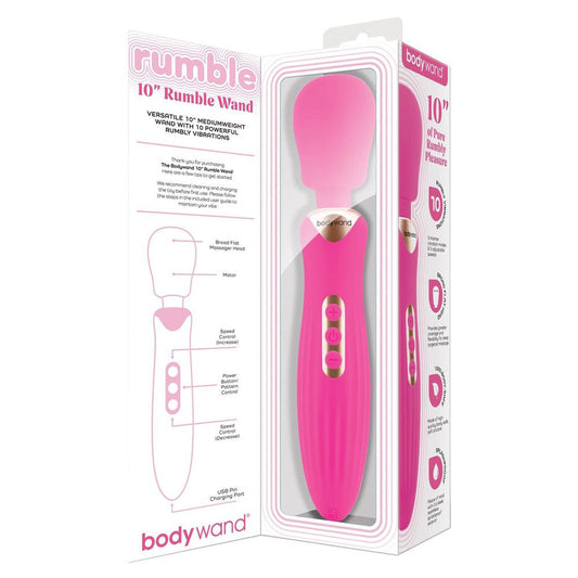 Bodywand Rumble Wand 10 Inch Hot Pink 24 Cm Usb Rechargeable Massage Wand