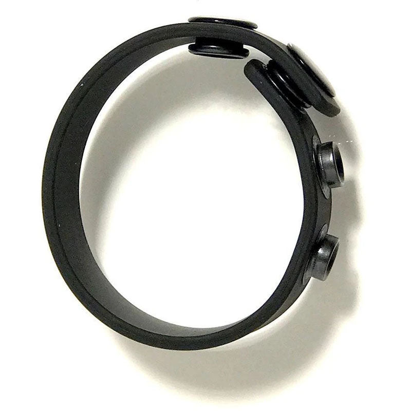 Boneyard Silicone Cock Strap Black Black 3 Snap Adjustable Cock Ring