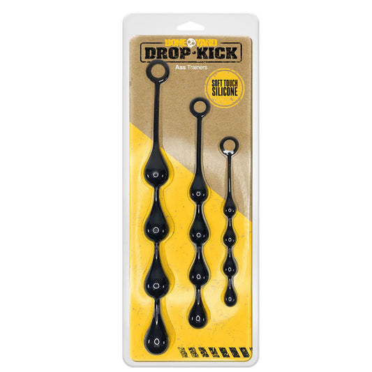Boneyard Drop Kick Ass Trainers Black Anal Beads Set Of 3 Sizes