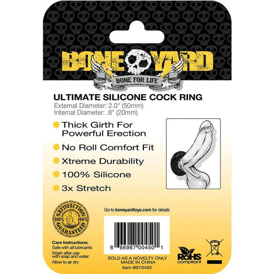Boneyard Ultimate Silicone Ring Black Black 50mm Cock Ring