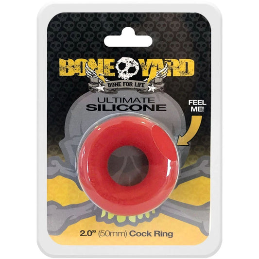 Boneyard Ultimate Silicone Cock Ring Red Red 50mm Cock Ring