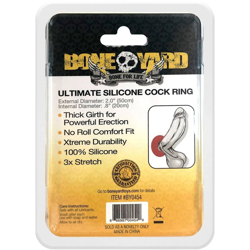 Boneyard Ultimate Silicone Cock Ring Red Red 50mm Cock Ring