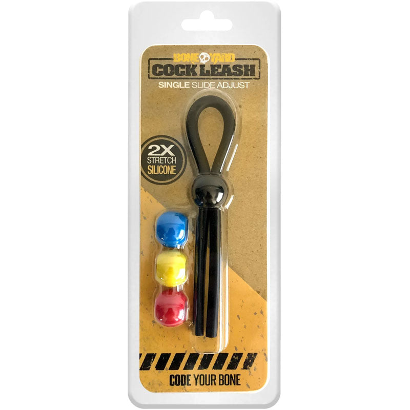 Boneyard Cock Leash Single Black Adjustable Cock Lasso Ring