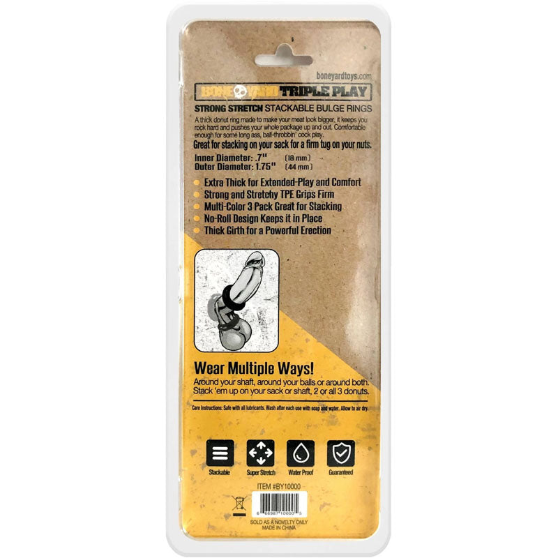 Boneyard Triple Play Cock Rings 3 Pack