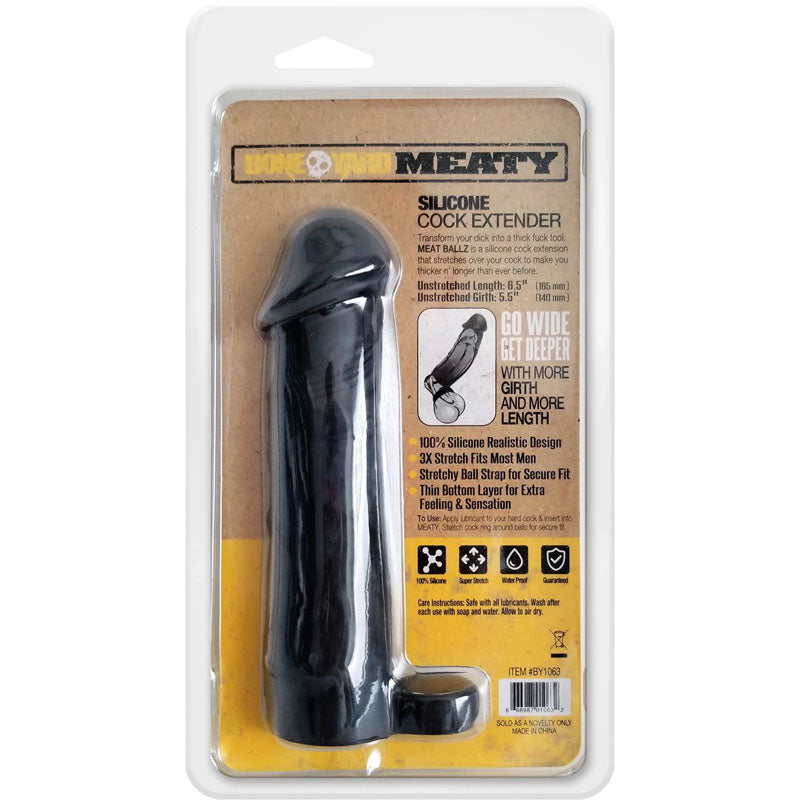 Boneyard Meaty Cock Extender Black Black Penis Extender Sleeve