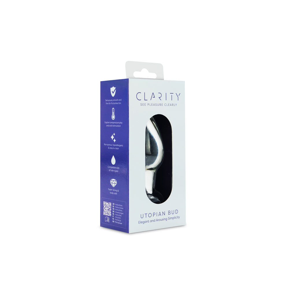 Clarity Utopian Bud Clear 8.9 Cm Glass Butt Plug
