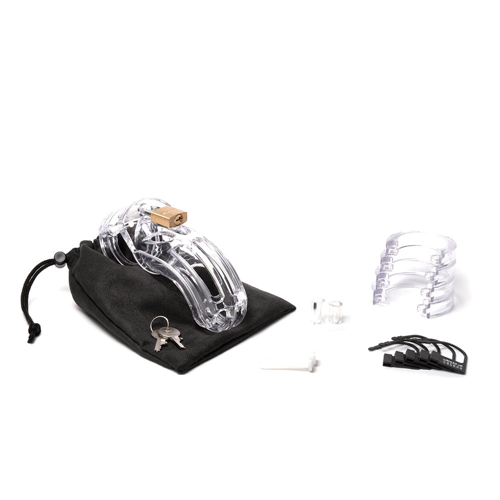 The Curve Chastity Cock Cage Kit Clear Clear 3.75 Inch Cock Cage Kit