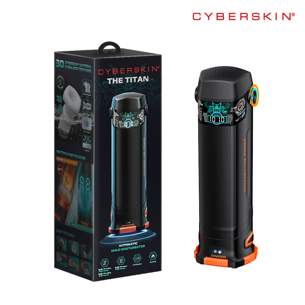 Cyber Skin The Titan Black Usb Rechargeable Thrusting & Vibrating Auto Masturbator With Heater