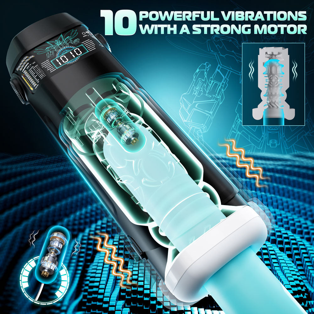 Cyber Skin The Titan Black Usb Rechargeable Thrusting & Vibrating Auto Masturbator With Heater