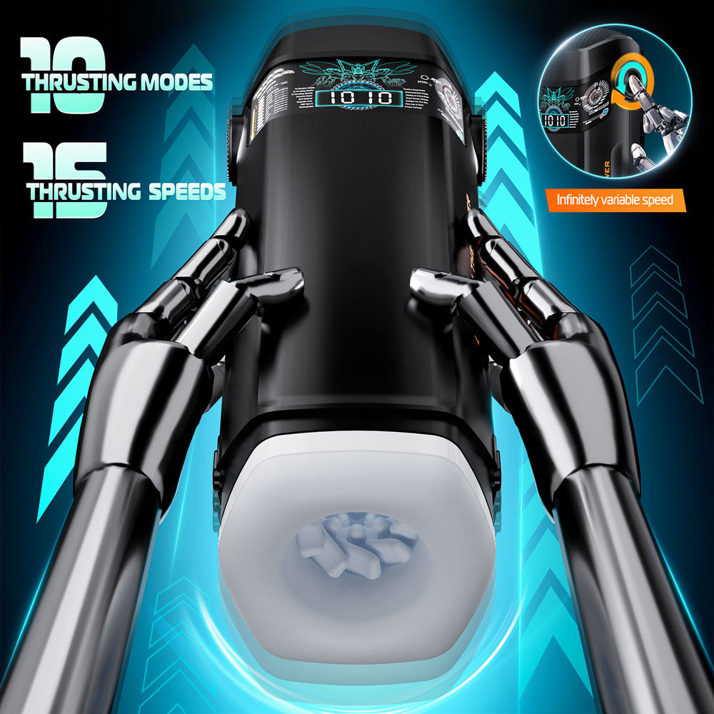 Cyber Skin The Titan Black Usb Rechargeable Thrusting & Vibrating Auto Masturbator With Heater