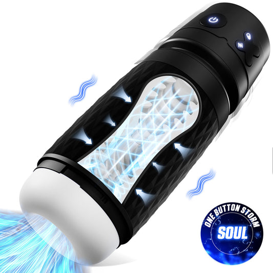 Cyber Skin The Warrior Black Usb Rechargeable Sucking & Vibrating Auto Masturbator