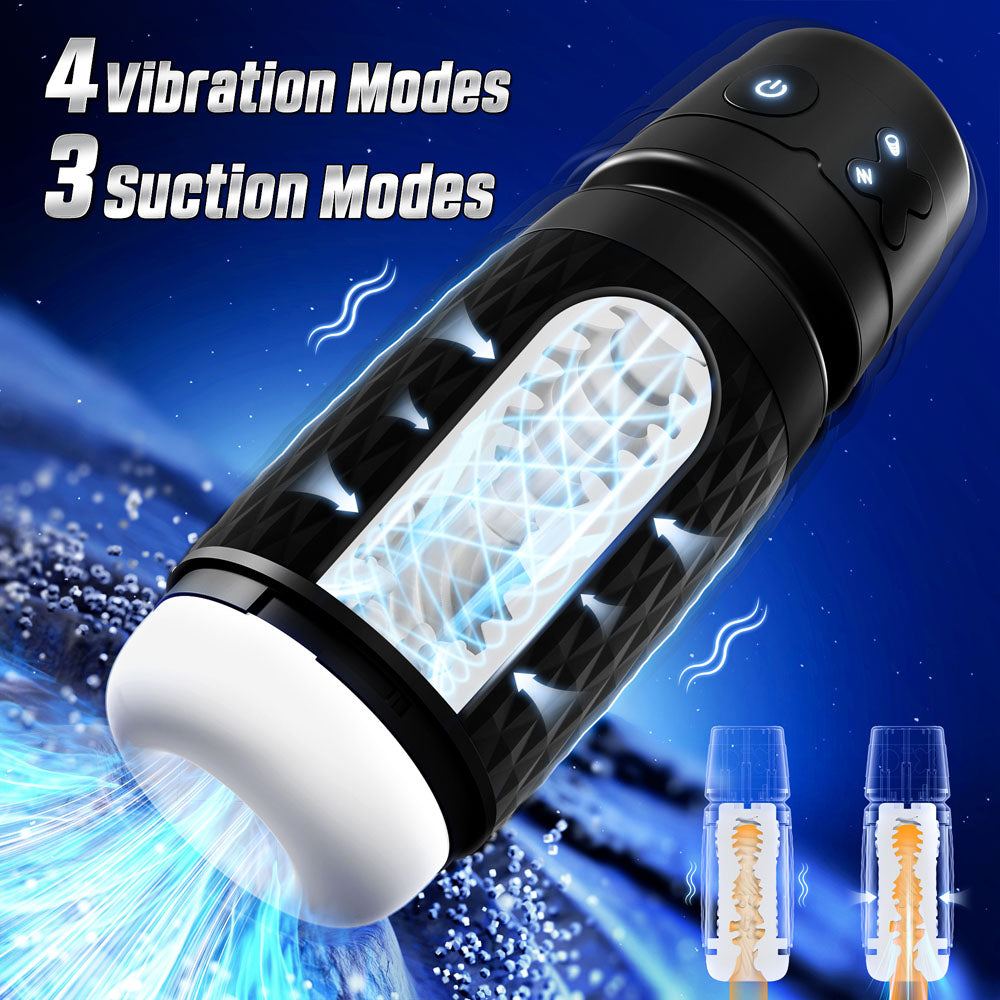 Cyber Skin The Warrior Black Usb Rechargeable Sucking & Vibrating Auto Masturbator