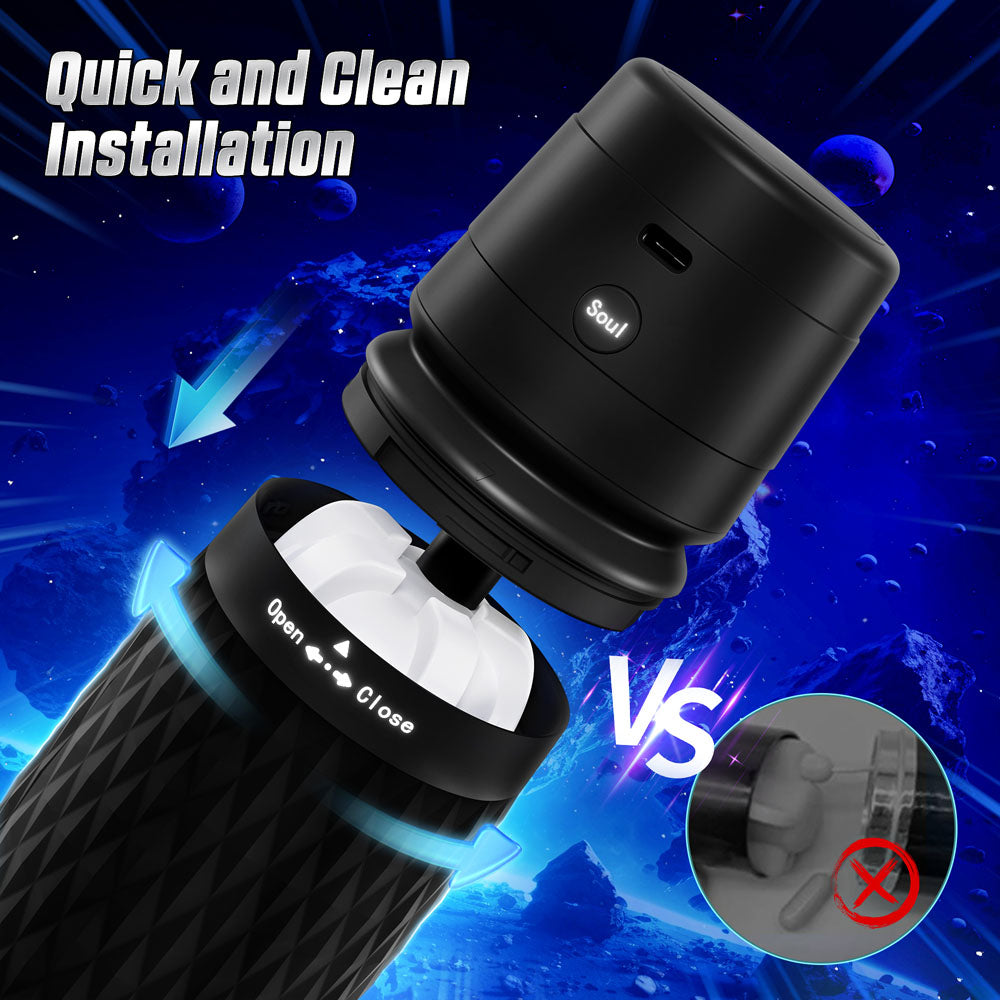 Cyber Skin The Warrior Black Usb Rechargeable Sucking & Vibrating Auto Masturbator