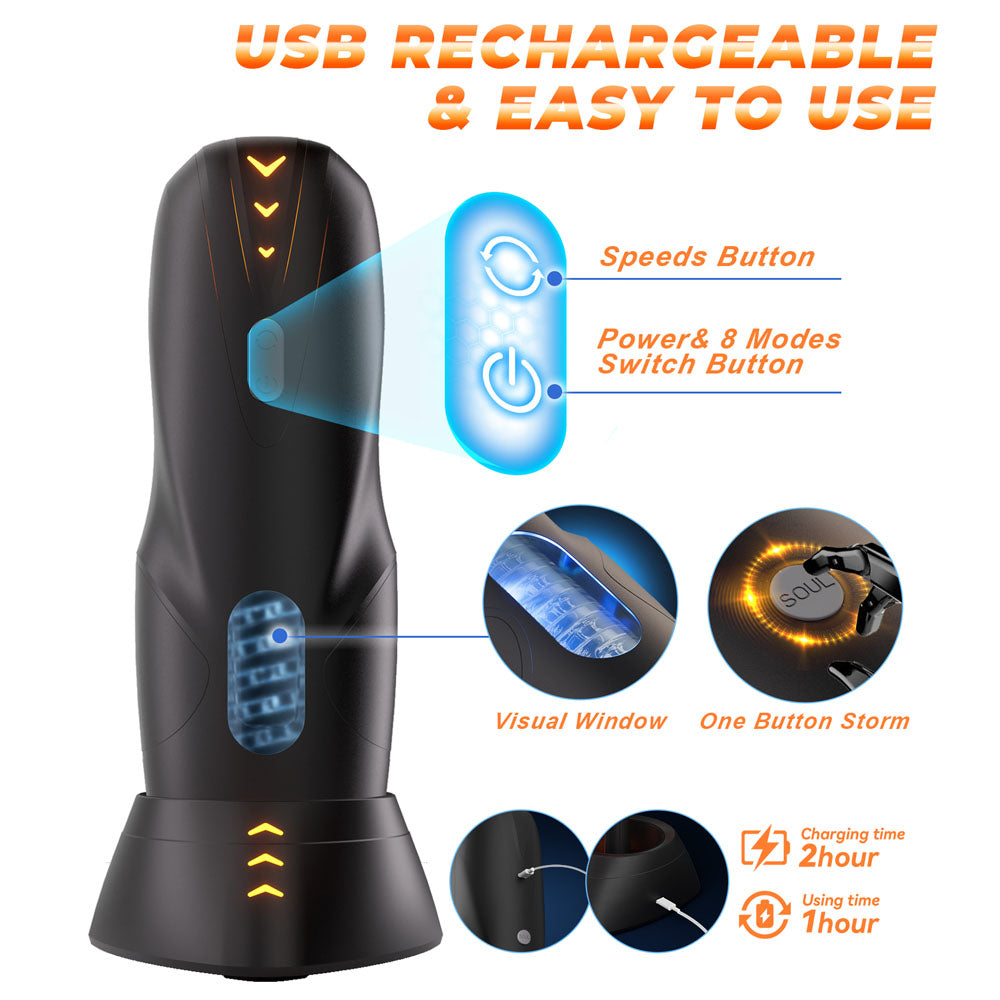 Cyber Skin The Galaxy Voy Usb Rechargeable Thrusting & Rotating Auto Masturbator With Heater