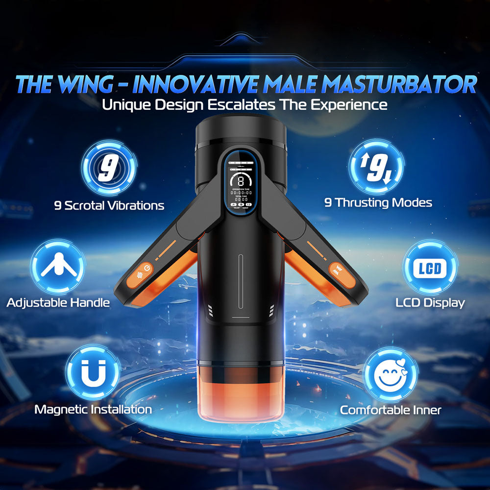 Cyber Skin The Wing Black Usb Rechargeable Thrusting & Massaging Auto Masturbator With Heater