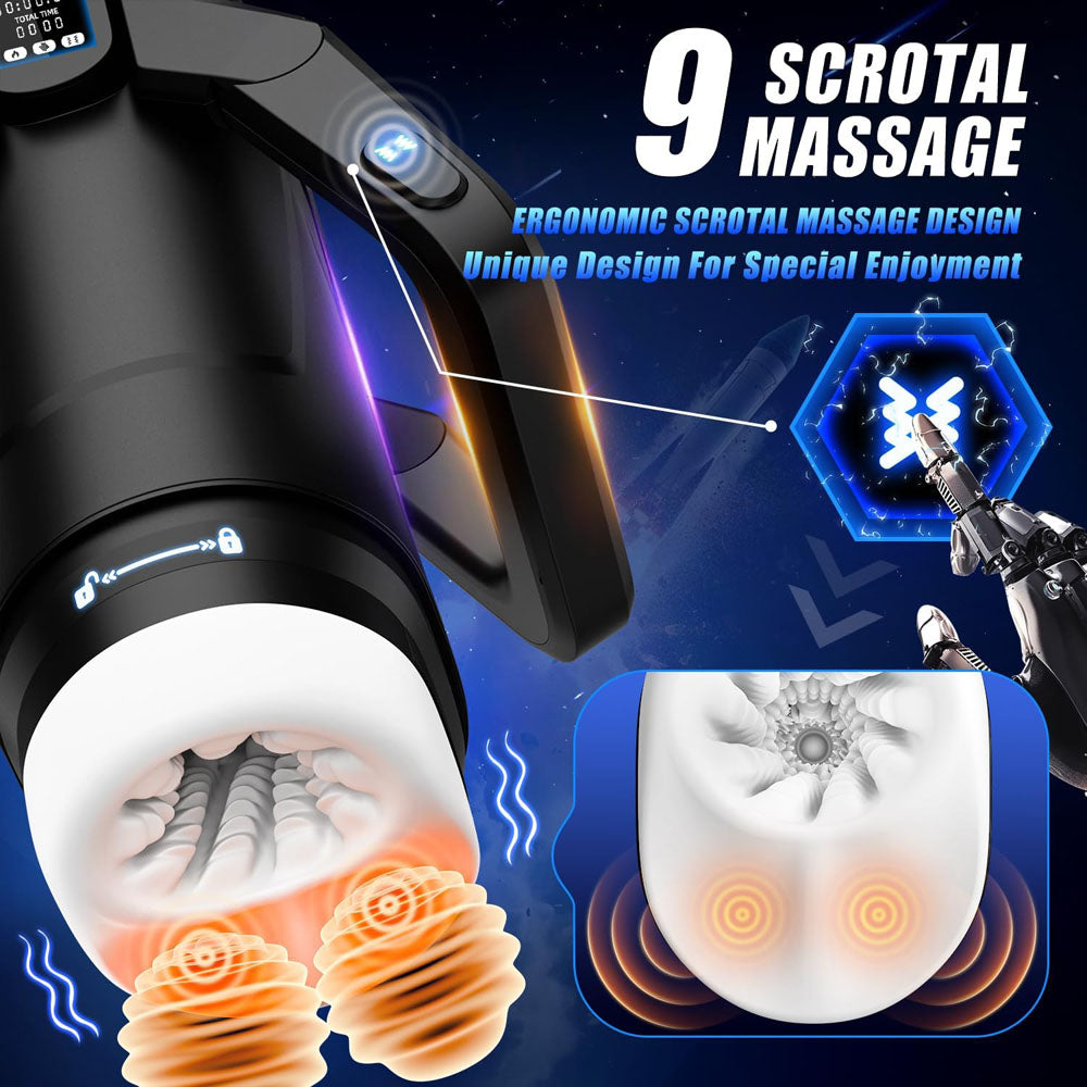 Cyber Skin The Wing Black Usb Rechargeable Thrusting & Massaging Auto Masturbator With Heater