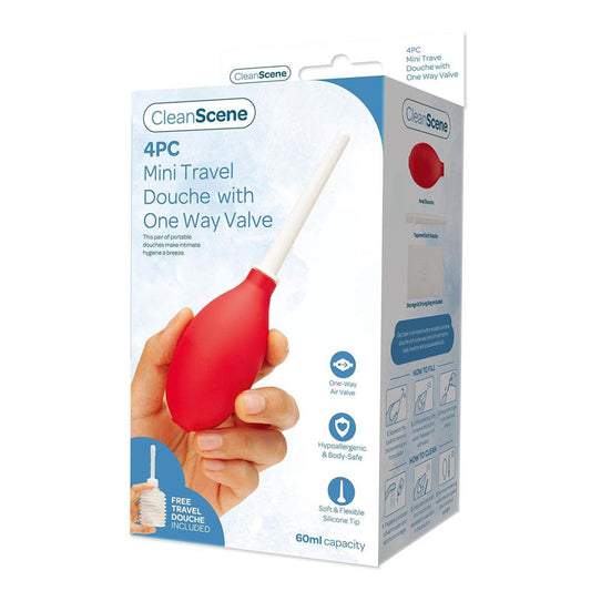 Clean Scene 4 Piece Mini Travel Douche With One Way Valve 60 Ml Capacity With Free Travel Douche Included