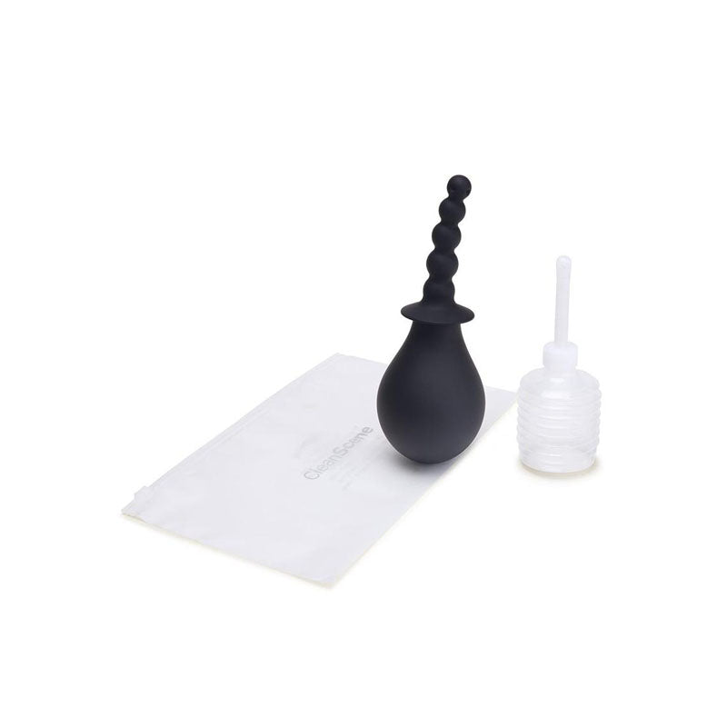 Clean Scene 4 Piece Soft Squeeze Beaded Anal Douche Set With Flared Base 250 Ml Capacity With Free Travel Douche Included