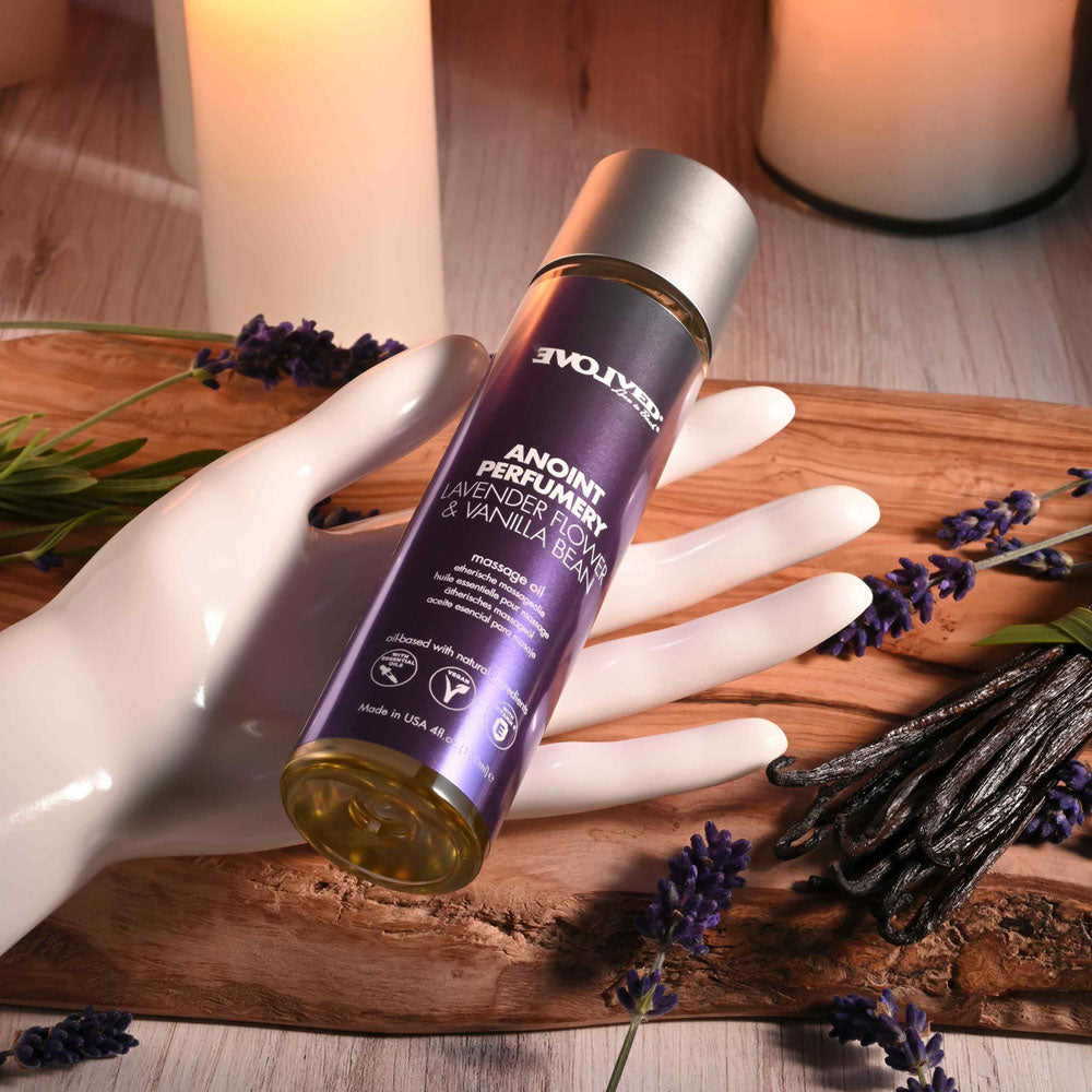 Evolved Anoint Perfumery Lavender Flower & Vanilla Bean Lavender Flower & Vanilla Bean Massage Oil 120 Ml Bottle
