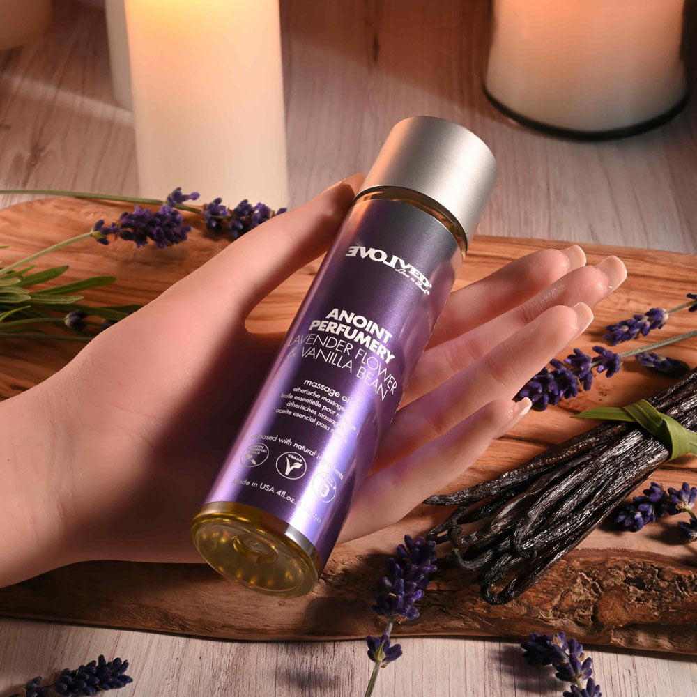 Evolved Anoint Perfumery Lavender Flower & Vanilla Bean Lavender Flower & Vanilla Bean Massage Oil 120 Ml Bottle