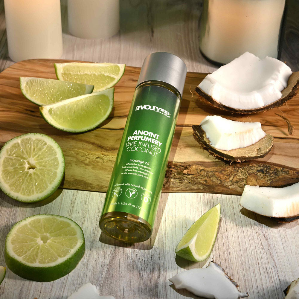 Evolved Anoint Perfumery Lime Infused Coconut Lime Infused Coconut Massage Oil 120 Ml Bottle
