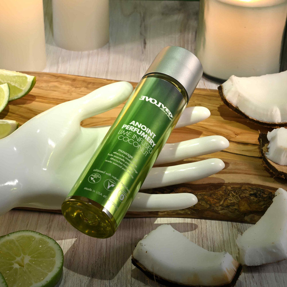 Evolved Anoint Perfumery Lime Infused Coconut Lime Infused Coconut Massage Oil 120 Ml Bottle