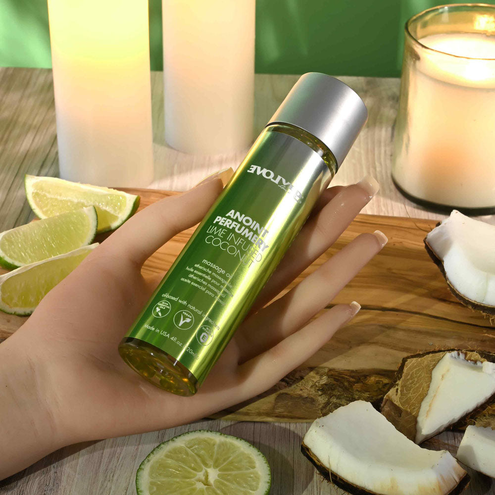 Evolved Anoint Perfumery Lime Infused Coconut Lime Infused Coconut Massage Oil 120 Ml Bottle