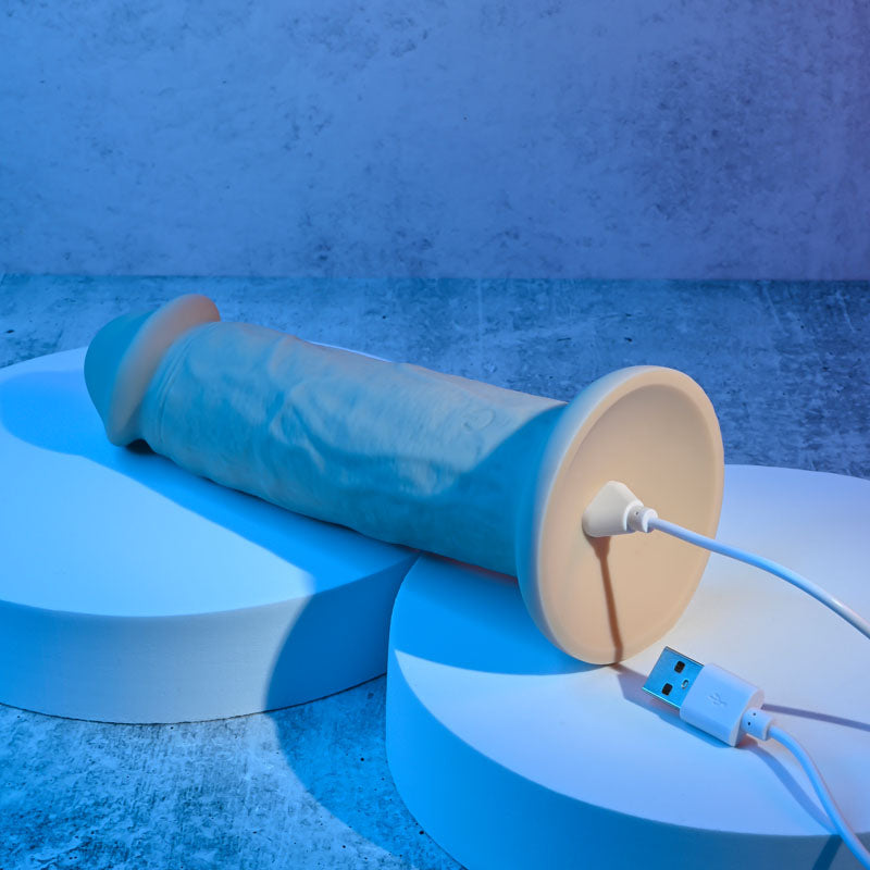 Evolved 7'' Girthy Vibrating Dong Light Flesh 17.8 Cm Usb Rechargeable Vibrating Dong