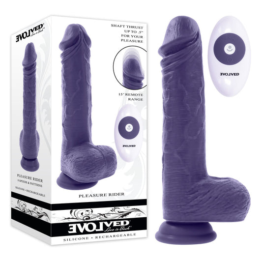 Evolved Pleasure Rider Blue 22.2 Cm Usb Rechargeable Vibrating & Thrusting Dong With Remote