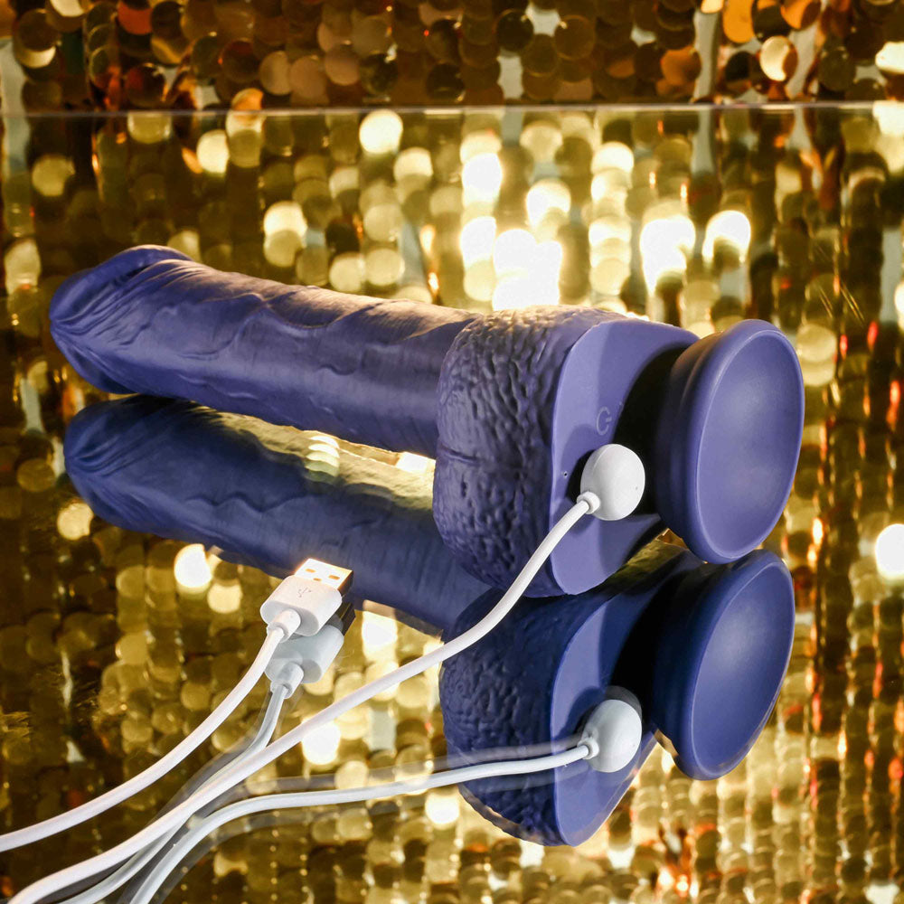Evolved Pleasure Rider Blue 22.2 Cm Usb Rechargeable Vibrating & Thrusting Dong With Remote