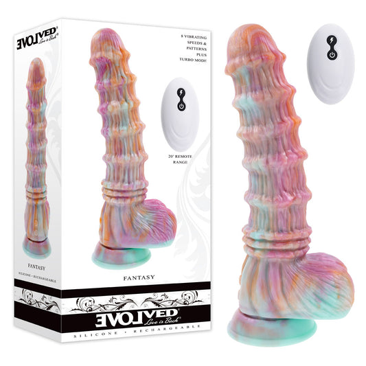 Evolved Fantasy Multicoloured 27.6 Cm Usb Rechargeable Vibrating Fantasy Dildo With Remote