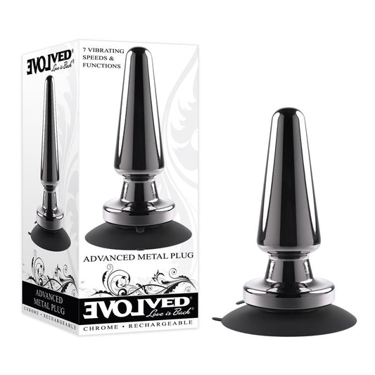 Evolved Advanced Metal Plug Black Chrome 13.8 Cm Usb Rechargeable Vibrating Butt Plug