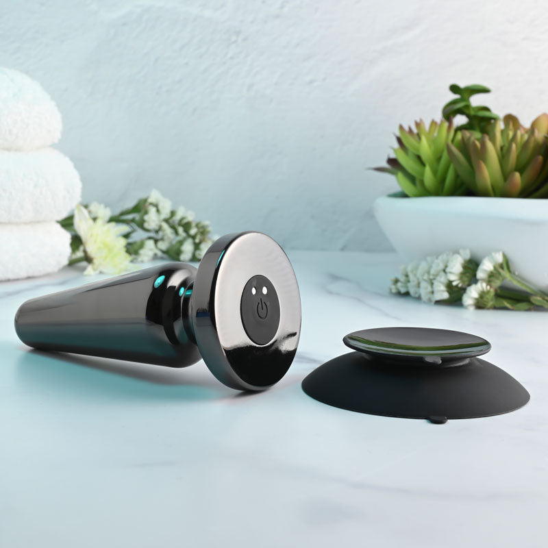 Evolved Advanced Metal Plug Black Chrome 13.8 Cm Usb Rechargeable Vibrating Butt Plug