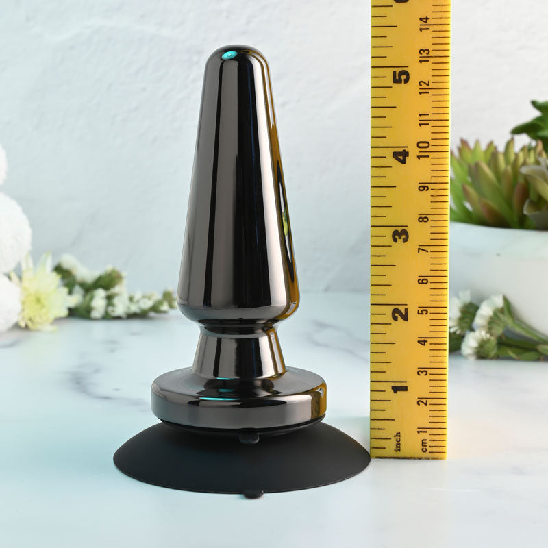 Evolved Advanced Metal Plug Black Chrome 13.8 Cm Usb Rechargeable Vibrating Butt Plug