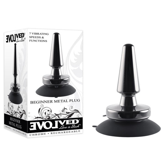 Evolved Beginner Metal Plug Black Chrome 11.2 Cm Usb Rechargeable Vibrating Butt Plug