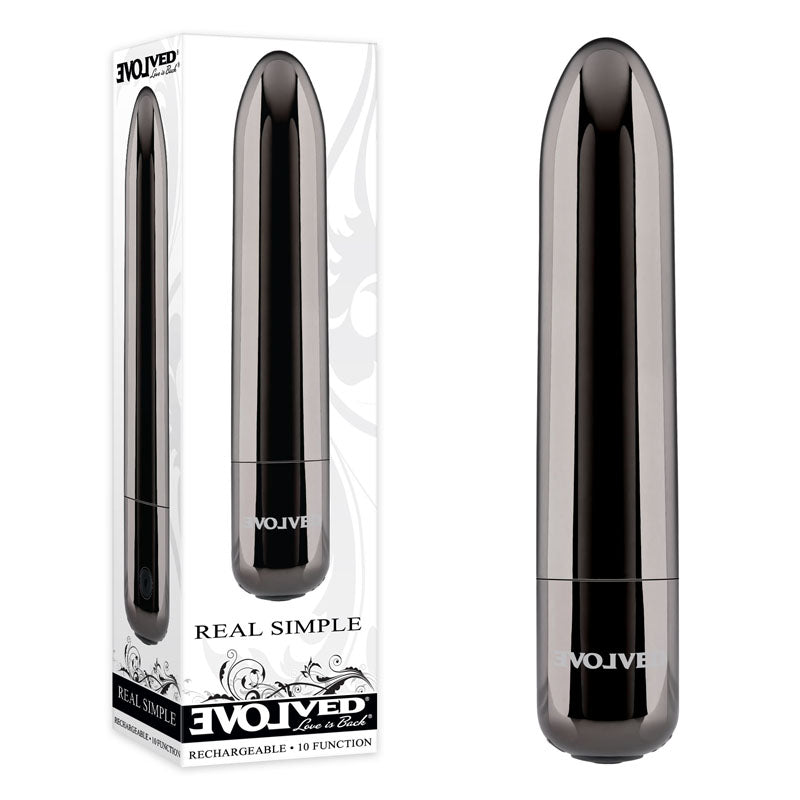 Evolved Real Simple Black Chrome 10 Cm Usb Rechargeable Bullet