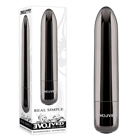 Evolved Real Simple Black Chrome 10 Cm Usb Rechargeable Bullet