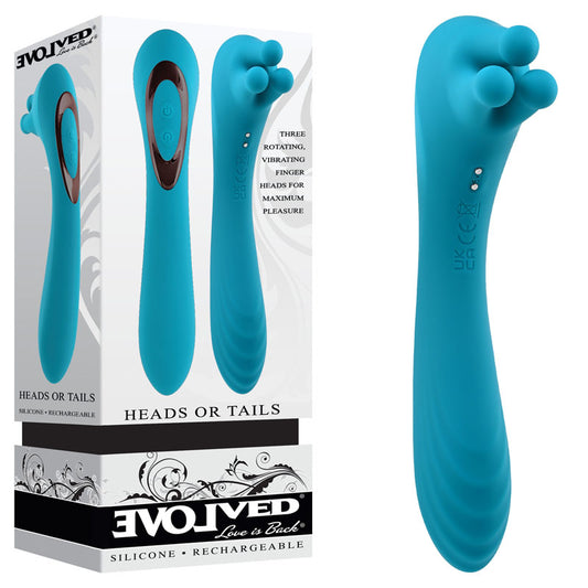 Evolved Heads Or Tails Blue 19.3 Cm Usb Rechargeable Dual Ended Massager