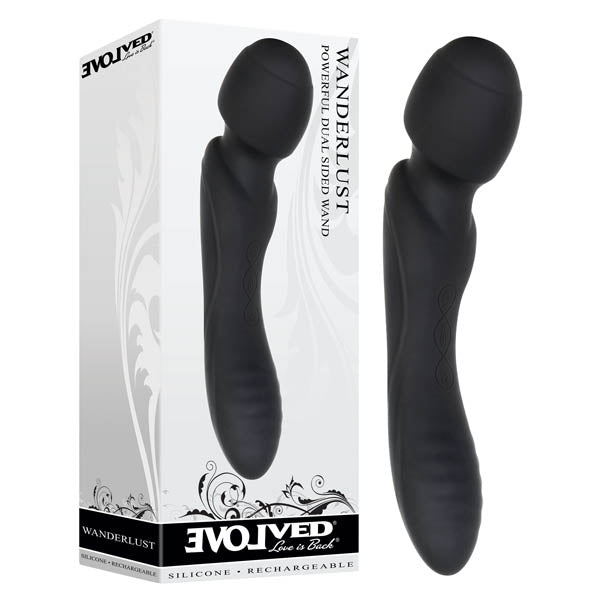 Evolved Wanderlust Black Usb Rechargeable Double Ended Massager Wand
